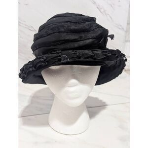 Le Wharton Chapeau Women's Black Antique Victorian Mourning Hat
